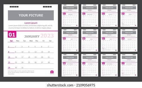 Calendar for 2023 pink background