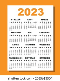 Calendar 2023 in Polish. A4 format vertical