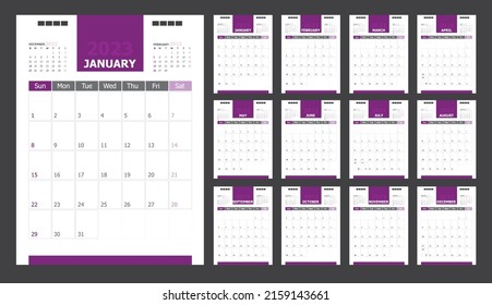 Calendar for 2023 purple background