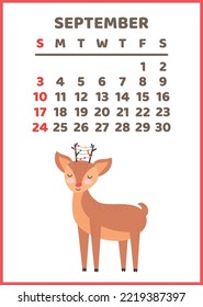 Calendar for 2023 ready to print with a deer.