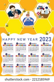 Calendar 2023 - Sample Layout Illustration. Week starts on Sunday. Calendar Set for 2023 year