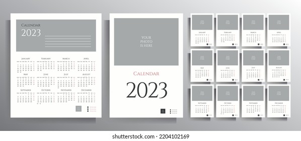 Calendar for 2023. Set of vector templates with a place for your photos.