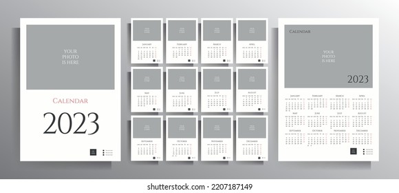 Calendar for 2023. Set of vector templates with place for your photos.