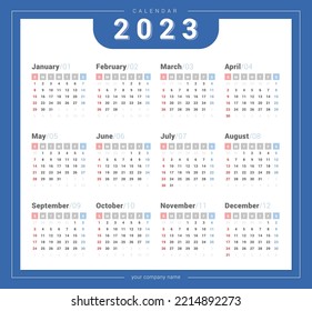 Calendar 2023 simple style week start on Sunday. Clean and easy to use for your plan.