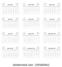 Calendar for 2023 in spanish.