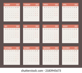 calendar for 2023 starts monday, vector calendar design 2023 year