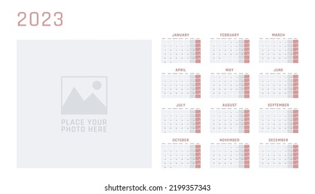 calendar for 2023 starts monday, vector calendar design 2023 year
