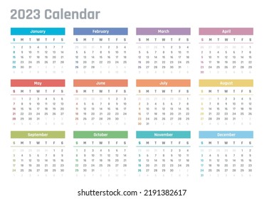 calendar for 2023 starts sunday, vector calendar design 2023 year