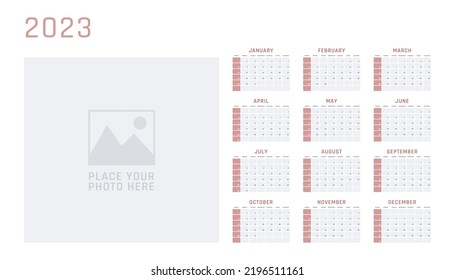 calendar for 2023 starts sunday, vector calendar design 2023 year