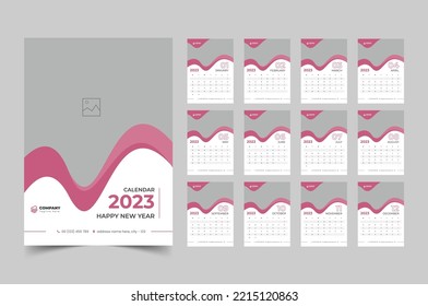 Calendar 2023 template, editable illustrator vector file, Business Calendar