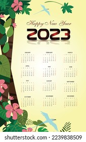 Calendar 2023 template nature elements decor