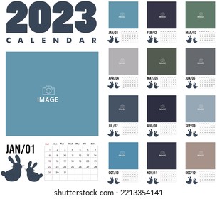 calendar 2023 template simple plain design vector illustration annual calendar 2023 template design