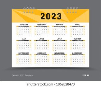 Calendar 2023 template vector , 12 months yearly calendar set in 2023, business brochure flyer, printing, advertisement, Simple design, wall calendar layout