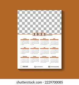 Calendar 2023 template vector, simple minimal design, Planner 2023 year, Wall calendar 2023 year, Week Starts sunday, Set of 12 calendar