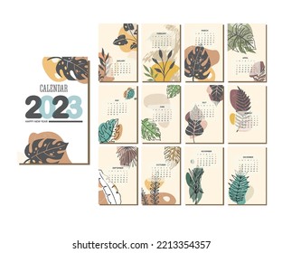 Kalendervorlagen 2023, retro Vektorgrafik, jährlicher Kalender 2023, Vorlage Design