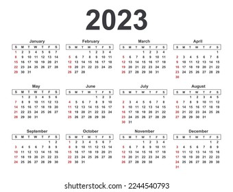 Calendar 2023 vector design template.