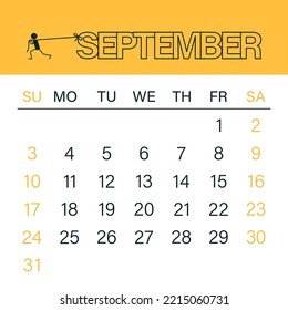 Calendar for 2023. Сalednar vector template. The week starts on Sunday. Calendar in a minimalist style. Calendar for septemder. Calendar for planning.