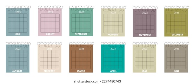 Calendar 2023 ,vector template.Mini planer. For kids.