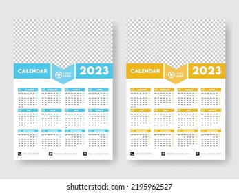 Calendar 2023 week start Monday corporate design template vector.