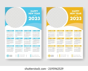 Calendar 2023 week start Monday corporate design template vector.