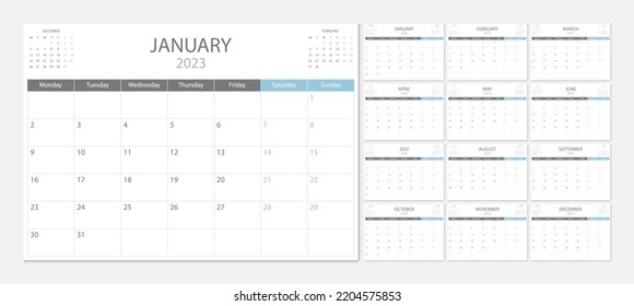 Kalender 2023 Woche Start Sonntag Corporate Design Planer Vorlage.