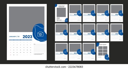 Calendar 2023 week start Monday corporate design template vector.