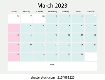 Calendar 2023 week start Sunday corporate design planner template.