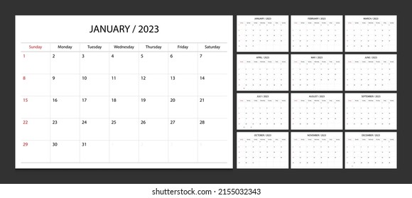 Calendar 2023 Week Start Sunday Corporate Stock Vector Royalty Free 2155032343 Shutterstock 6871