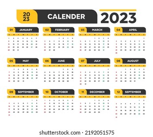 Calendar 2023 week start Sunday corporate design planner template.
