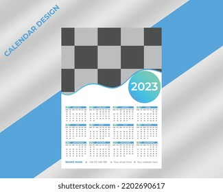  Calendar 2023 week start Sunday corporate design template vector. 