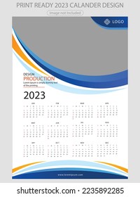 Calendar 2023 week start Sunday corporate design planner template. Wall Calendar in the style of minimalist square shape. English calendar template. Office business planning. Creative design. 