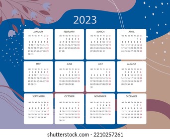 calendar of 2023 year with abstract design