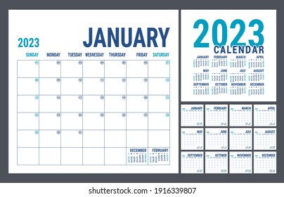 Calendar 2023 Year English Planner Template Stock Vector (Royalty Free ...