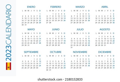 Calendar 2023 year Horizontal - vector illustration. Spanish version