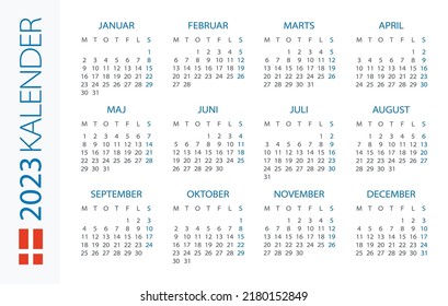 Calendar 2023 Year Horizontal Vector Illustration Stock Vector (Royalty ...
