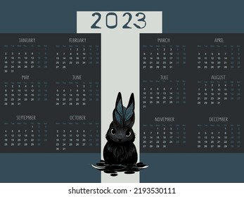 Calendar for 2023 year. Swamp Rabbit