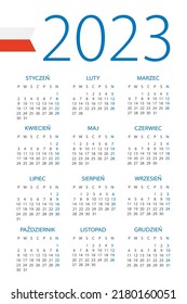 Calendar 2023 year - vector illustration. Polish version