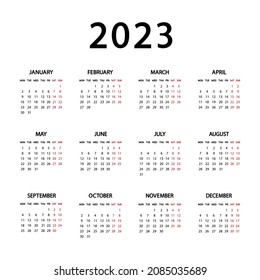 2023 Calendar Week Starting Monday Calendar 2023 Year Week Starts Monday Stock Vector Royalty Free 2085035689 Shutterstock