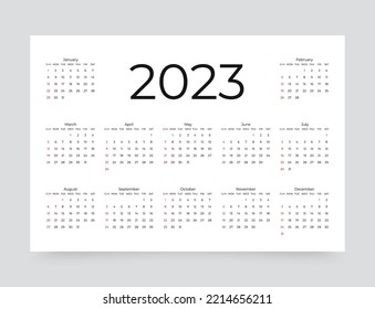 Calendar 2023 Year Yearly Calender Organizer Stock Vector (Royalty Free ...