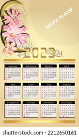 Calendar 2023,Vector based with EPS 10 file type