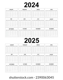 Calendar 2024 2025. Monthly task planner template.
