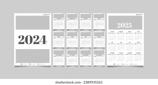 calendar 2024 and 2025 template. vector illustration