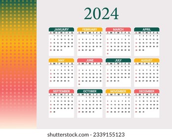 Calendar 2024 with abstract background
