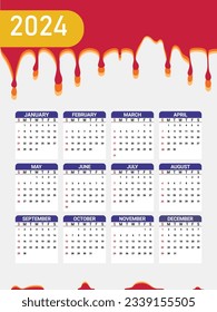 Calendar 2024 with abstract background
