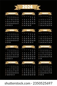 Calendar 2024 - All months -  National Holidays. Calendar commemorative dates and holidays 