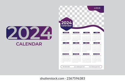 calendar 2024 corporate design template vector.