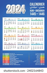CALENDAR 2024 Gregorian Arabic 1445 1446 Hijri