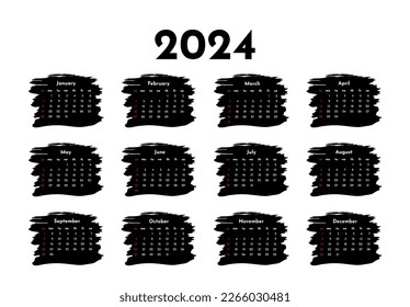 Calendar for 2024 isolated on a white background. Sunday to Monday, business template. Vector illustration
