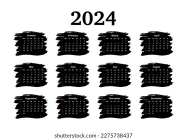 Calendar for 2024 isolated on a white background. Sunday to Monday, business template. Vector illustration