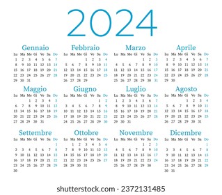 Calendar for 2024 in Italian, week starts on Monday